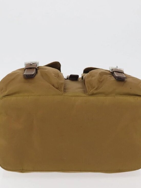 PRADA Backpack Nylon Beige Silver Auth 162129 main image 13
